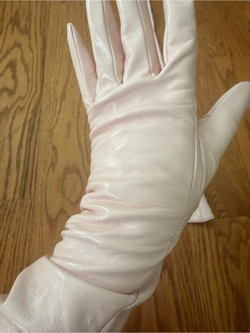 Long Light Pink Satin Opera Gloves - Pair